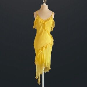 NWOT Sunny Vintage 100% Silk Asymmetrical Ruffle Dress